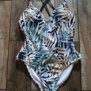 HURLEY tropical print one piece swimsuit sz 12 woman's - runs smaller